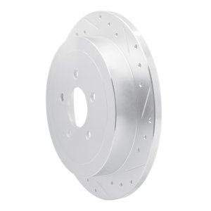Lincoln Town Car Brake Rotor (1) - Rear Right - R1 Concepts - Drilled & Slotted - Silver - `03-`11